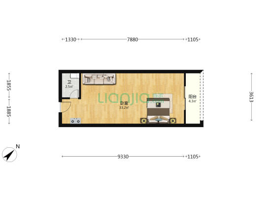 智星大厦 1室0厅1卫 53平方
