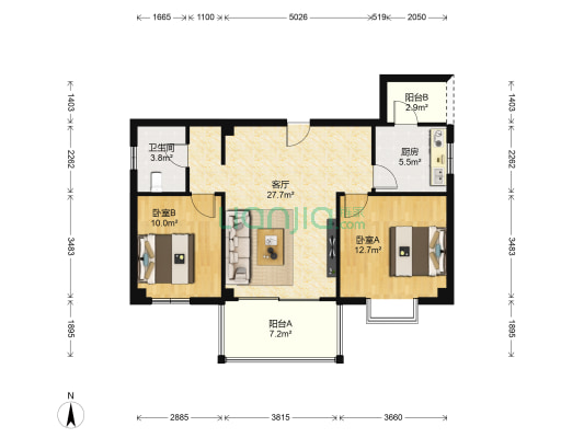 泰逸家园 2室1厅1卫 89平方