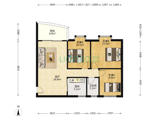 车陂街社区服务综合大楼 3室1厅1卫 101平方
