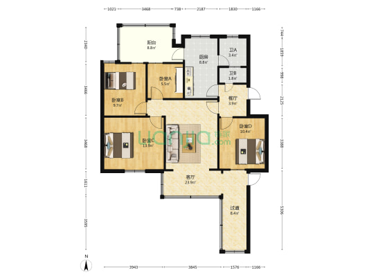 环城南路796号 4室2厅2卫 101平方