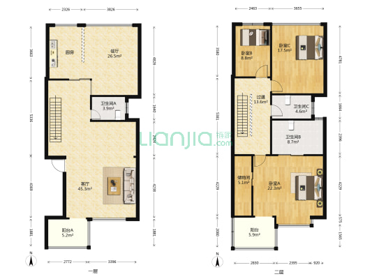 滇池卫城蓝谷 3室2厅3卫 235平方
