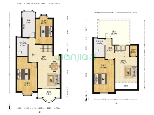 樟树缘公寓 3室2厅2卫 132平方