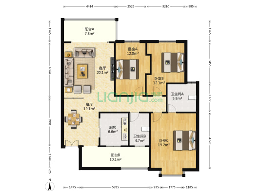 名都凯旋城 3室2厅2卫 134平方