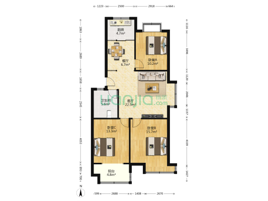 御秀苑 3室2厅1卫 104平方