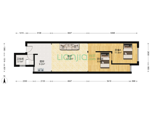 小区干净整洁，免费停车，距两大主路咫尺之遥-户型图
