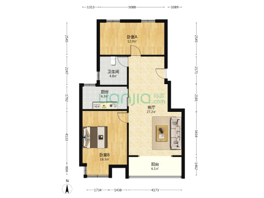 育宏西苑 2室1厅1卫 67平方
