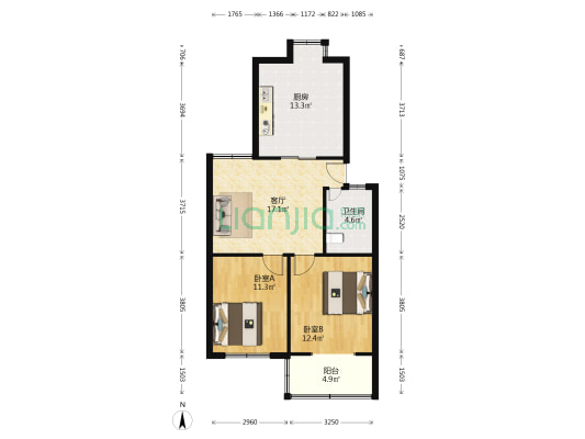 武重经济实用小区 2室1厅1卫 77平方