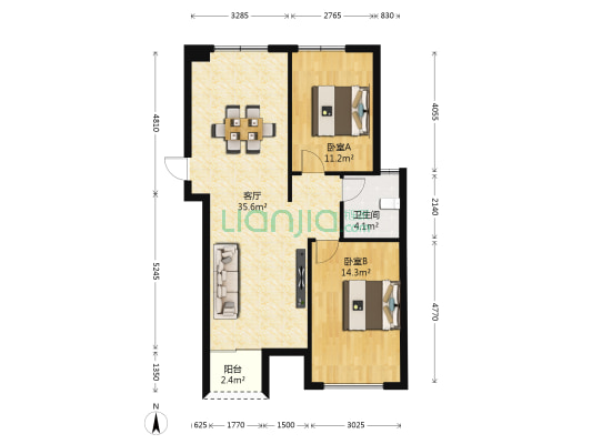 世茂江滨商业中心 2室1厅1卫 100平方