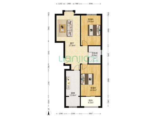 河畔楼 2室1厅1卫 99平方