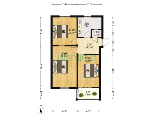 永安里社区 3室0厅1卫 68平方