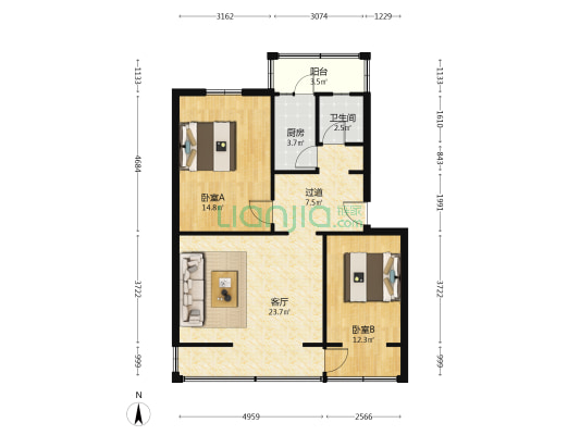富民巷4号 2室1厅1卫 81平方