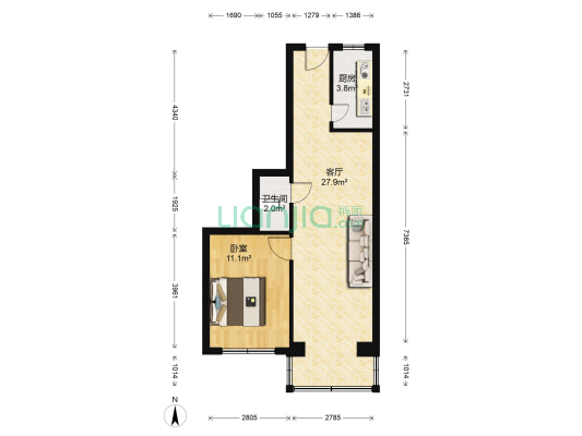 工商局家属楼 1室1厅1卫 57平方
