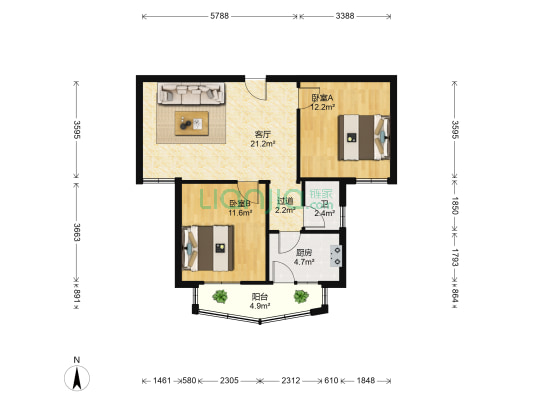 合浦新村 2室1厅1卫 71平方