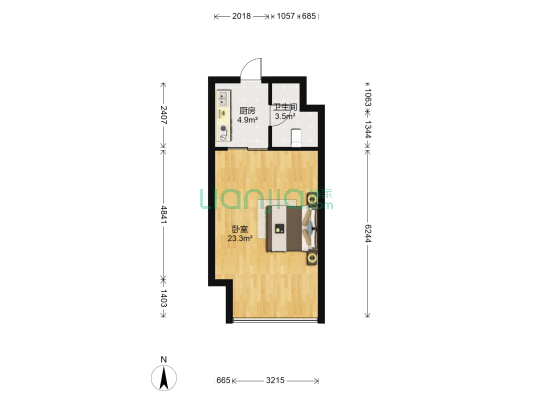 滨江新天地 1室0厅1卫 50平方