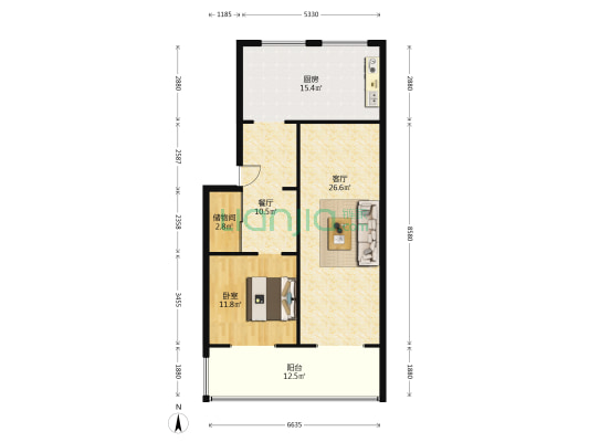 省土肥站宿舍 1室2厅0卫 68平方