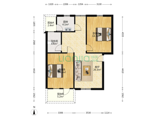 金阳农机宿舍 2室1厅1卫 84平方