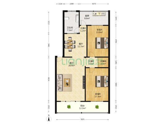 石家庄市第一看守所宿舍 2室2厅1卫 120平方