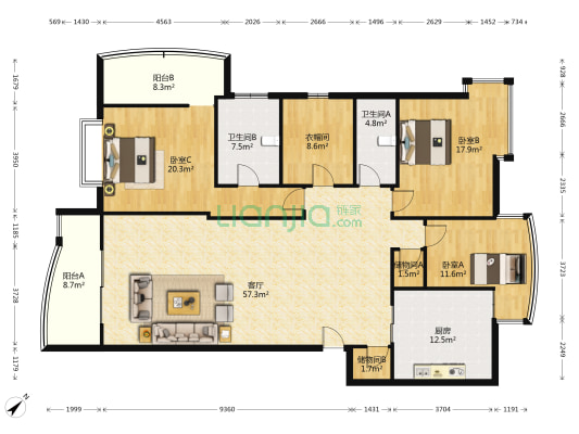 名雅居 3室1厅2卫 193平方