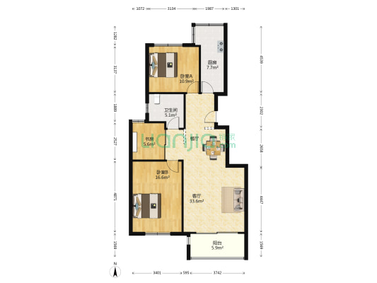 波波城 3室1厅1卫 106平方