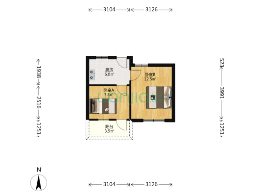 胸科医院宿舍 2室0厅0卫 43平方