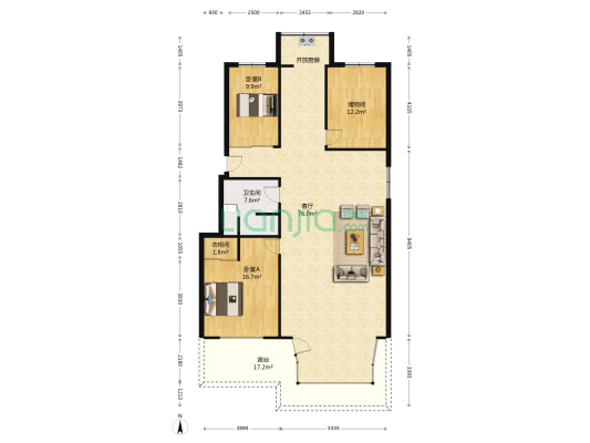 秋实e景佳园一期 2室1厅1卫 146平方