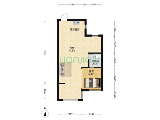 建总誉璟 1室1厅1卫 60平方