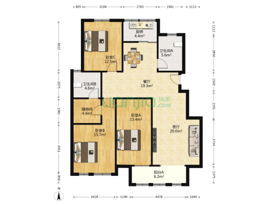 东岳盛景澜庭 3室2厅2卫 144平方