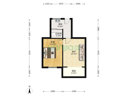 华藏寺巷 1室1厅1卫 47平方