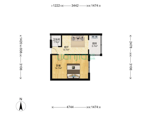 丰乐里 1室1厅1卫 24平方