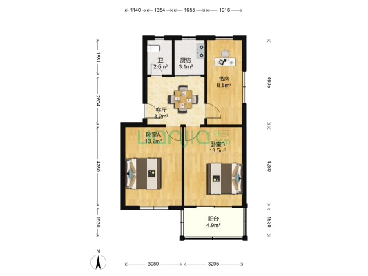 大步小区 3室1厅1卫 65平方