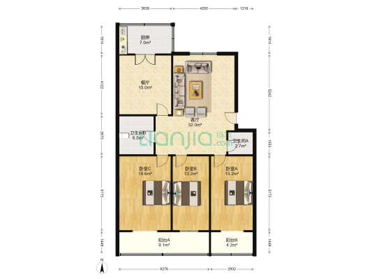 石林苑 3室2厅2卫 139平方
