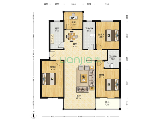 德华路425弄 4室2厅2卫 145平方