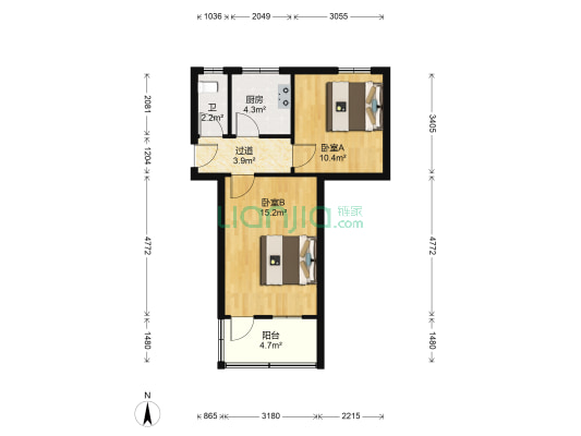 珠江路700-1号 2室0厅1卫 50平方