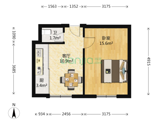 东滨里 1室1厅1卫 45平方