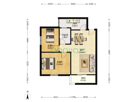 东湖小区 2室1厅1卫 106平方