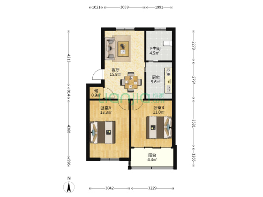 太平门直街28-3号 2室1厅1卫 67平方