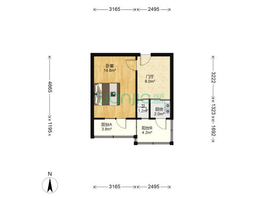 光明南里 1室0厅1卫 35平方