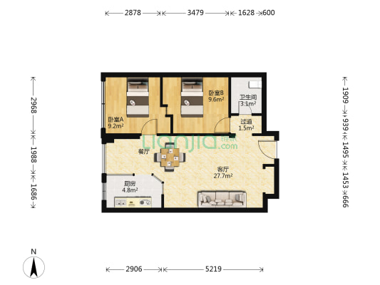 锦江苑 2室1厅1卫 79平方