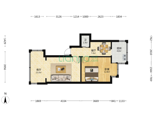 原昆明木材厂宿舍 1室2厅1卫 41平方