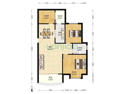 乐居苑 3室1厅1卫 108平方