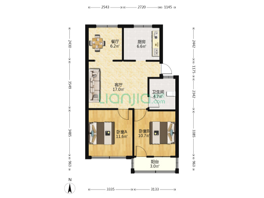 新建北路23号 2室2厅1卫 77平方