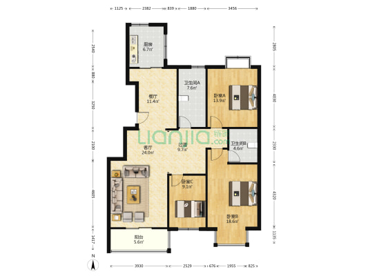 长乐苑 3室2厅2卫 208平方