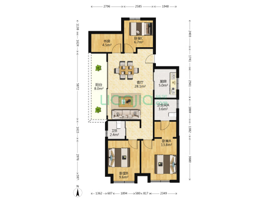 盛唐景苑 4室1厅2卫 112平方
