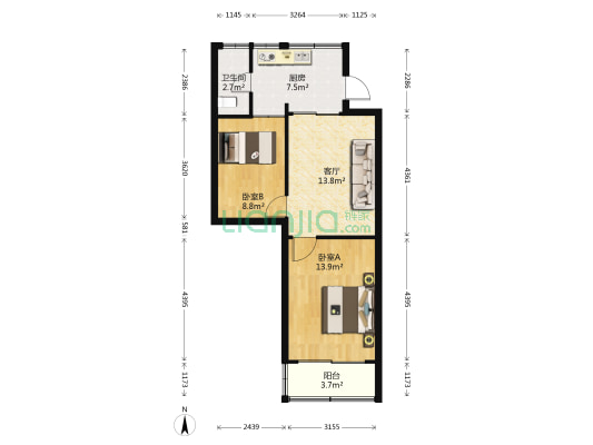 光夏新村 2室1厅1卫 62平方