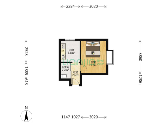 青春嘉园 1室0厅1卫 36平方
