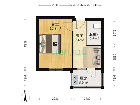 前程和谐 1室1厅1卫 37平方