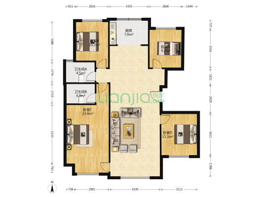 春江花月 4室1厅2卫 160平方