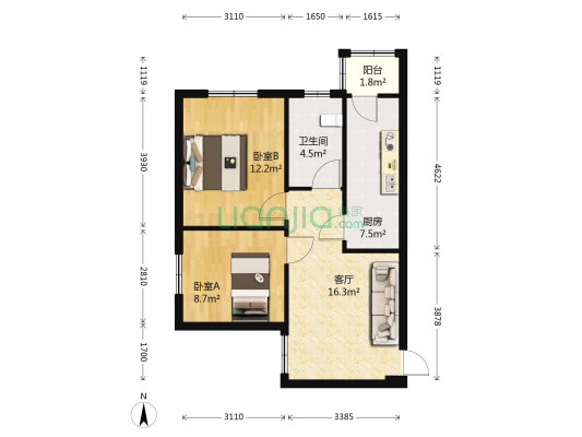 新春花苑 2室1厅1卫 67平方