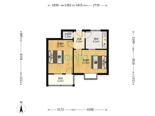 工业北路238 2室0厅1卫 51平方
