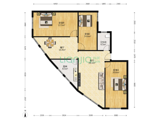 祥和苑 3室2厅1卫 147平方